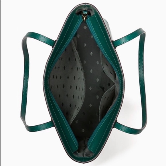 ♠️ kate spade Brynn Leather Tote Bag With Bow Charm,  Deep Jade NWT - Picture 3 of 6